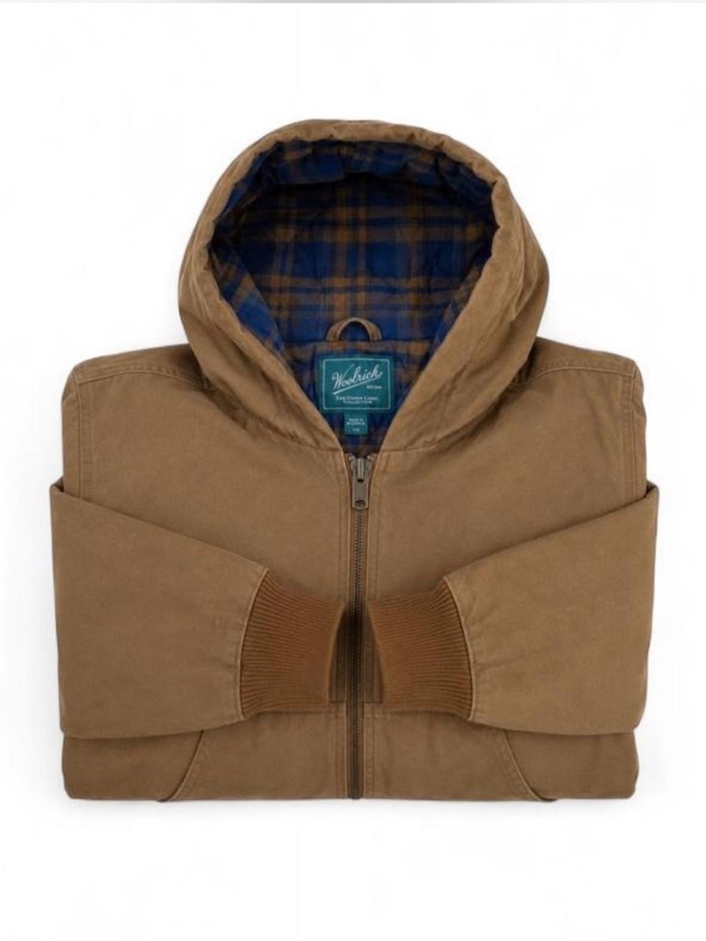 NWOT Woolrich Chore Coat Canvas Flannel Lined Barn Jacket Hooded Full Zip Men L